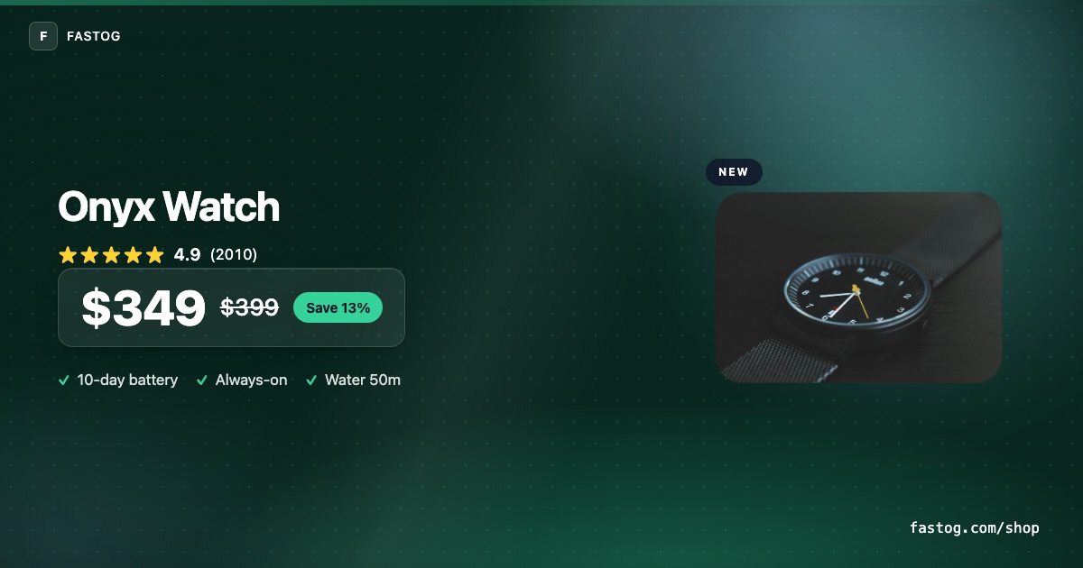 Product social card rendered by FastOG
